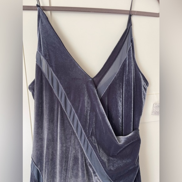 Silver free people velvet spaghetti strap slip dress with mesh cutouts - Picture 3 of 4